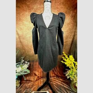 Zara Trafaluc Denimwear Plunging Zippered Dress Black S